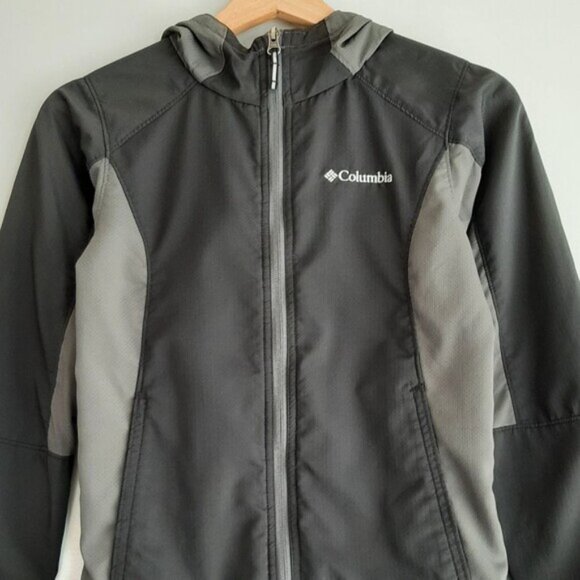 COLUMBIA | Omni-Shield Windbreaker Hoodie Jacket Kids Black & Gray Kids Youth M - Picture 2 of 15
